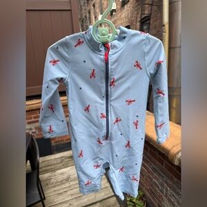 The Little White Company - Blue Lobster Print baby swimsuit